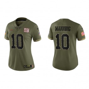 Eli Manning Women's New York Giants Olive 2022 Salute To Service Limited Jersey