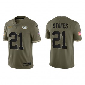 Eric Stokes Green Bay Packers Olive 2022 Salute To Service Limited Jersey
