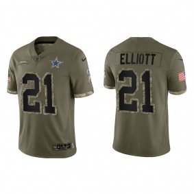 Ezekiel Elliott Dallas Cowboys Olive 2022 Salute To Service Limited Jersey