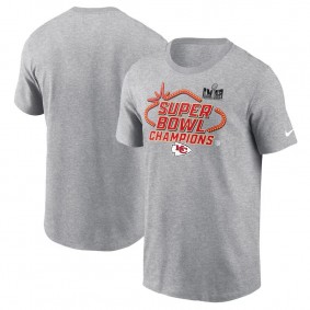 Men's Kansas City Chiefs Heather Gray Super Bowl LVIII Champions Locker Room Trophy Collection Tall T-Shirt