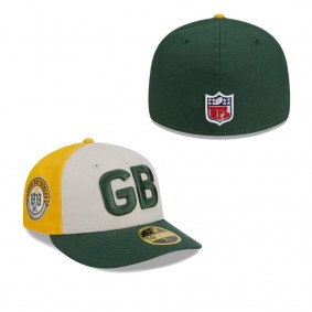Men's Green Bay Packers Cream Green 2023 Sideline Historic Low Profile 59FIFTY Fitted Hat