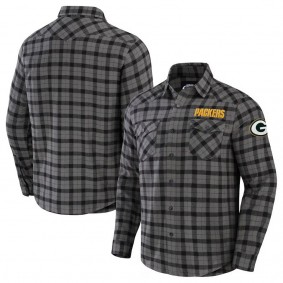 Green Bay Packers NFL x Darius Rucker Flannel Long Sleeve Button-Up Shirt Gray