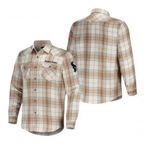 Men's Houston Texans NFL x Darius Rucker Collection by Fanatics Tan Flannel Long Sleeve Button-Up Shirt