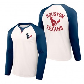 Men's Houston Texans NFL x Darius Rucker Collection by Fanatics Cream Navy Long Sleeve Raglan T-Shirt