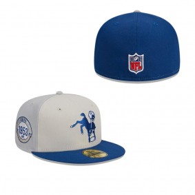 Men's Indianapolis Colts Cream Royal 2023 Sideline Historic 59FIFTY Fitted Hat