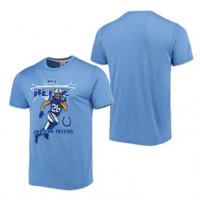 Men's Indianapolis Colts Jonathan Taylor Homage Heathered Royal NFL Blitz Player Tri-Blend T-Shirt