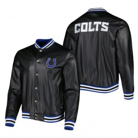 Men's Indianapolis Colts The Wild Collective Black Metallic Bomber Full-Snap Jacket