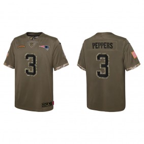 Jabrill Peppers Youth New England Patriots Olive 2022 Salute To Service Limited Jersey
