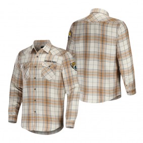 Men's Jacksonville Jaguars NFL x Darius Rucker Collection by Fanatics Tan Flannel Long Sleeve Button-Up Shirt