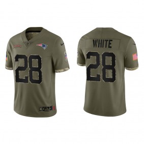 James White New England Patriots Olive 2022 Salute To Service Limited Jersey