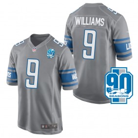 Jameson Williams Detroit Lions Silver 90th Season Patch Game Jersey