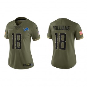 Jameson Williams Women's Detroit Lions Olive 2022 Salute To Service Limited Jersey