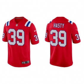 Men's New England Patriots JaMycal Hasty Red Alternate Game Jersey