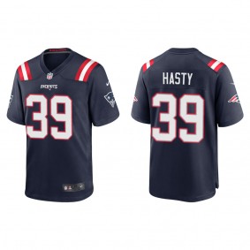 Men's New England Patriots JaMycal Hasty Navy Game Jersey