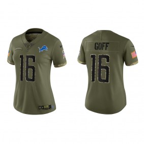 Jared Goff Women's Detroit Lions Olive 2022 Salute To Service Limited Jersey
