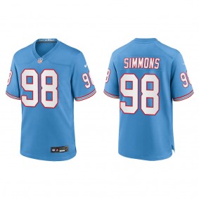 Jeffery Simmons Youth Tennessee Titans Light Blue Oilers Throwback Alternate Game Jersey