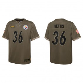 Jerome Bettis Youth Pittsburgh Steelers Olive 2022 Salute To Service Limited Jersey