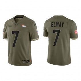 John Elway Denver Broncos Olive 2022 Salute To Service Limited Jersey