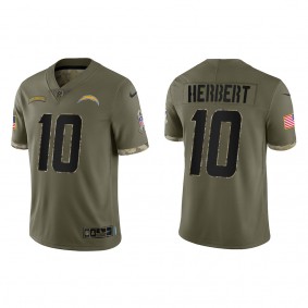 Justin Herbert Los Angeles Chargers Olive 2022 Salute To Service Limited Jersey