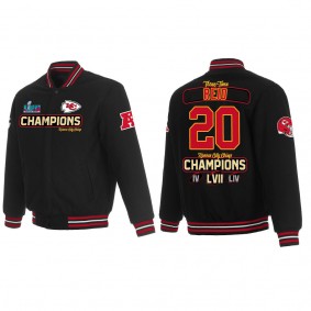 Justin Reid Kansas City Chiefs Black Super Bowl LVII Champions Team Reversible Wool Full Snap Jacket