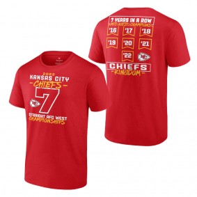 Men's Kansas City Chiefs Red Seventh-Straight AFC West Division Championship T-Shirt