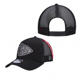 Men's Kansas City Chiefs x Alpha Industries Black A-Frame 9FORTY Trucker Snapback Hat