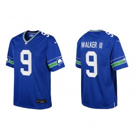 Kenneth Walker III Youth Seattle Seahawks Royal Throwback Game Jersey