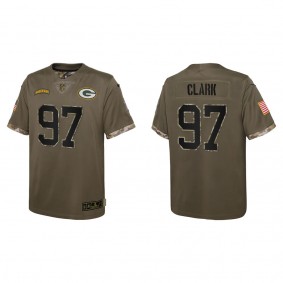 Kenny Clark Youth Green Bay Packers Olive 2022 Salute To Service Limited Jersey