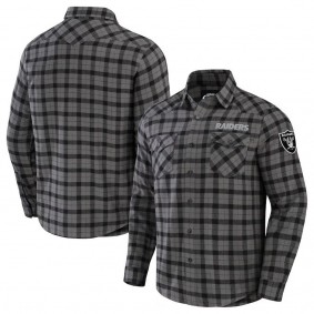Las Vegas Raiders NFL x Darius Rucker Flannel Long Sleeve Button-Up Shirt Gray