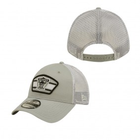 Men's Las Vegas Raiders Gray White Logo Patch Trucker 9FORTY Snapback Hat