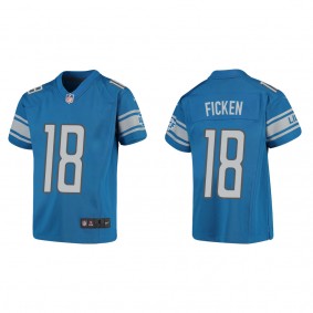 Youth Detroit Lions Sam Ficken Blue Game Jersey
