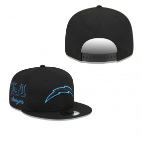 Men's Los Angeles Chargers Black Goth Side Script 9FIFTY Snapback Hat