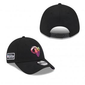 Men's Los Angeles Rams Black 2023 NFL Crucial Catch 9FORTY Adjustable Hat
