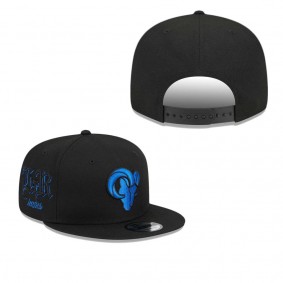 Men's Los Angeles Rams Black Goth Side Script 9FIFTY Snapback Hat