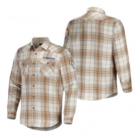 Men's Los Angeles Rams NFL x Darius Rucker Collection by Fanatics Tan Flannel Long Sleeve Button-Up Shirt