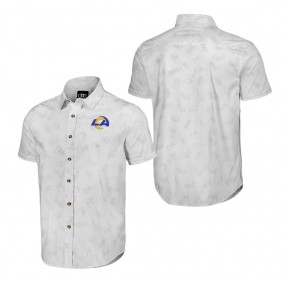 Men's Los Angeles Rams NFL x Darius Rucker Collection by Fanatics White Woven Short Sleeve Button Up Shirt