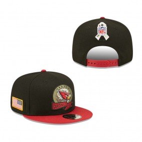 Men's Arizona Cardinals Black Cardinal 2022 Salute To Service 9FIFTY Snapback Hat