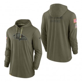 Men's Baltimore Ravens Olive 2022 Salute to Service Tonal Pullover Hoodie