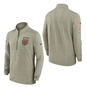 Men's Chicago Bears Olive 2022 Salute to Service Shield Quarter-Zip Top