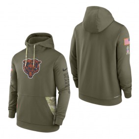 Men's Chicago Bears Olive 2022 Salute to Service Therma Performance Pullover Hoodie