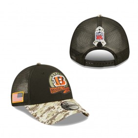 Men's Cincinnati Bengals Black 2022 Salute To Service 9FORTY Snapback Trucker Hat