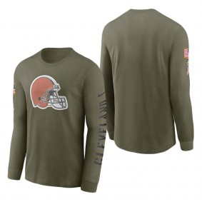 Men's Cleveland Browns Olive 2022 Salute To Service Long Sleeve T-Shirt