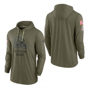 Men's Cleveland Browns Olive 2022 Salute to Service Tonal Pullover Hoodie