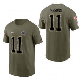 Men's Dallas Cowboys Micah Parsons Olive 2022 Salute To Service Name & Number T-Shirt