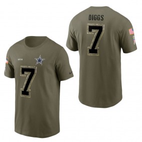 Men's Dallas Cowboys Trevon Diggs Olive 2022 Salute To Service Name & Number T-Shirt