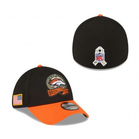 Men's Denver Broncos Black Orange 2022 Salute To Service 39THIRTY Flex Hat
