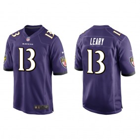 Men's Devin Leary Baltimore Ravens Purple Game Jersey