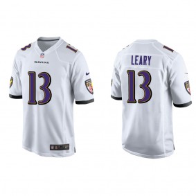 Men's Devin Leary Baltimore Ravens White Game Jersey
