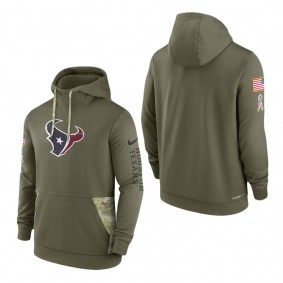 Men's Houston Texans Olive 2022 Salute to Service Therma Performance Pullover Hoodie