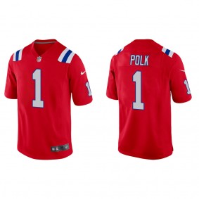 Men's Ja'Lynn Polk New England Patriots Red Alternate Game Jersey